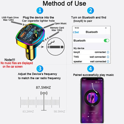 Bluetooth 5.0 Wireless FM Transmitter Car MP3 Player with Dual USB Fast Charger and Hands-Free Audio Receiver